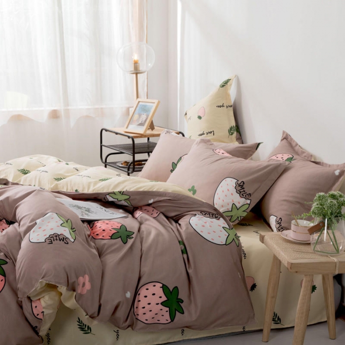 91家纺网 家纺一手货源 找家纺 米粒 芦荟棉四件套 小草莓