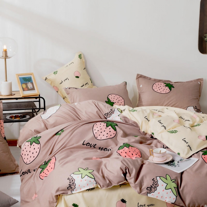 91家纺网 家纺一手货源 找家纺 米粒 芦荟棉四件套 小草莓