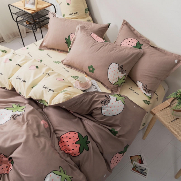 91家纺网 家纺一手货源 找家纺 米粒 芦荟棉四件套 小草莓