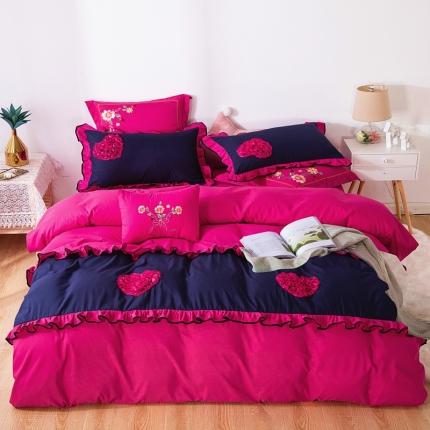 91家纺网 家纺一手货源 找家纺 尹黛尔 2020新款韩版蕾丝公主风四件套风格1简爱