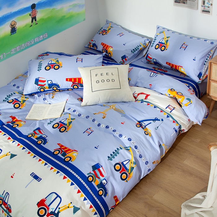 91家纺网 家纺一手货源 找家纺 感遇 2020新款ins全棉简约北欧风四件套 工程车