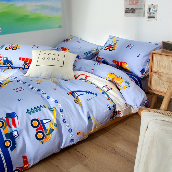 91家纺网 家纺一手货源 找家纺 感遇 2020新款ins全棉简约北欧风四件套 工程车