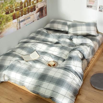 91家纺网 家纺一手货源 找家纺 感遇 2020新款ins全棉简约北欧风四件套 灰白格子