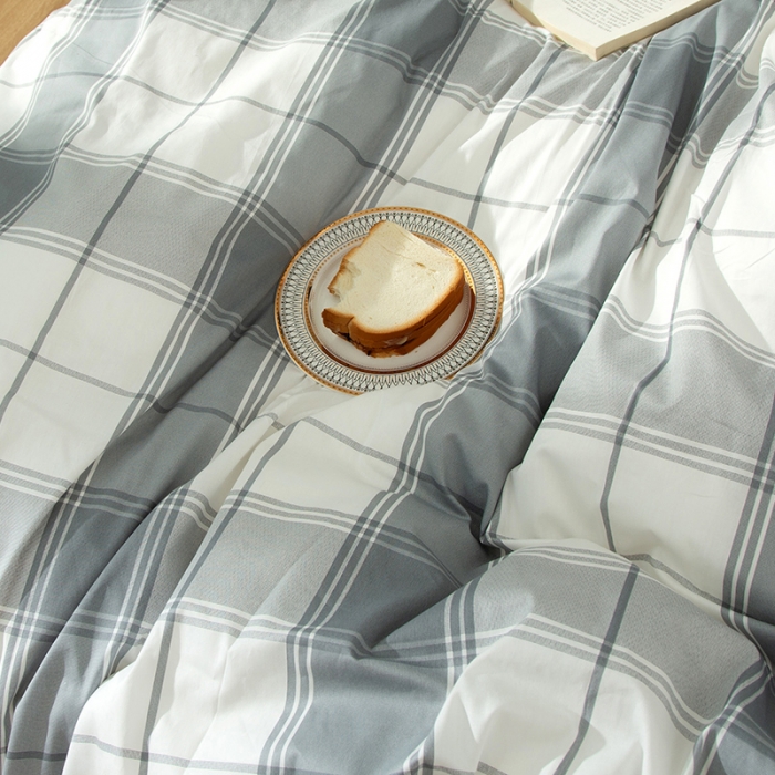 91家纺网 家纺一手货源 找家纺 感遇 2020新款ins全棉简约北欧风四件套 灰白格子