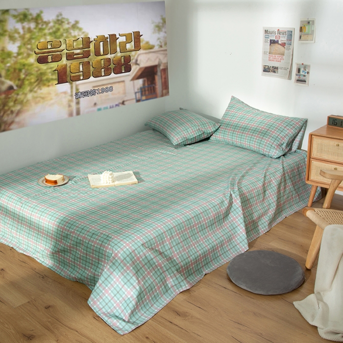 91家纺网 家纺一手货源 找家纺 感遇 2020新款ins全棉简约北欧风四件套 抹茶