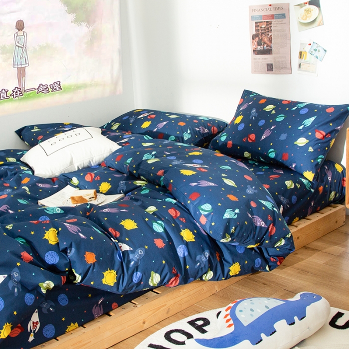 91家纺网 家纺一手货源 找家纺 感遇 2020新款ins全棉简约北欧风四件套 太空探险