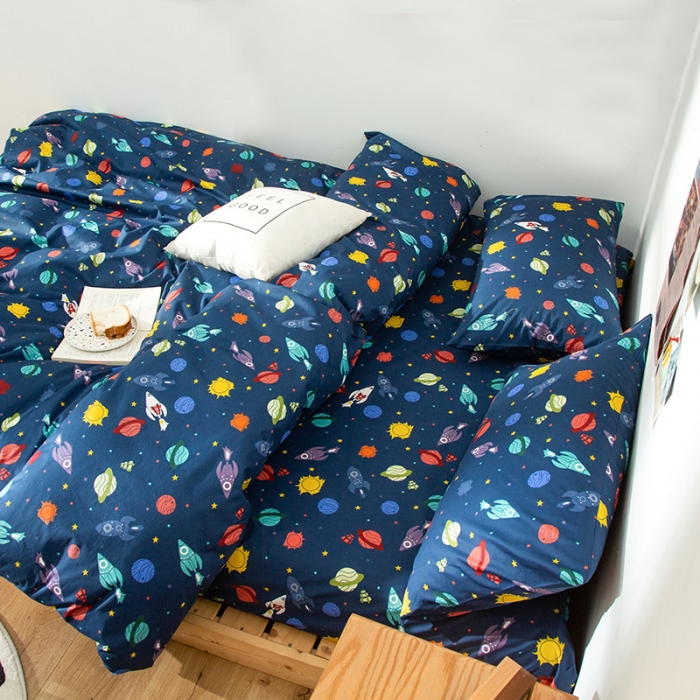 91家纺网 家纺一手货源 找家纺 感遇 2020新款ins全棉简约北欧风四件套 太空探险