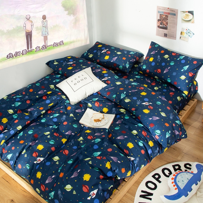 91家纺网 家纺一手货源 找家纺 感遇 2020新款ins全棉简约北欧风四件套 太空探险