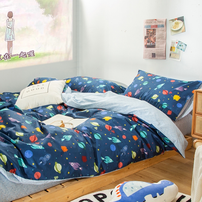 91家纺网 家纺一手货源 找家纺 感遇 2020新款ins全棉简约北欧风四件套 太空之旅