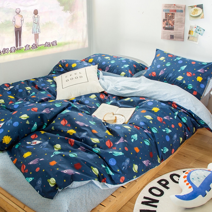 91家纺网 家纺一手货源 找家纺 感遇 2020新款ins全棉简约北欧风四件套 太空之旅