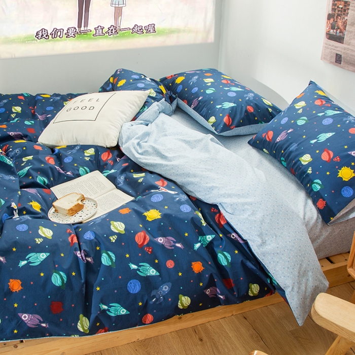 91家纺网 家纺一手货源 找家纺 感遇 2020新款ins全棉简约北欧风四件套 太空之旅