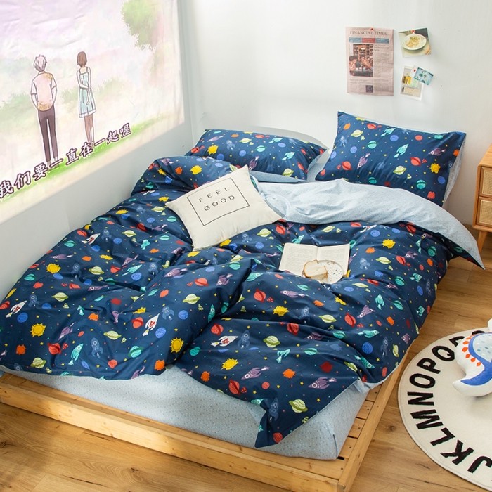 91家纺网 家纺一手货源 找家纺 感遇 2020新款ins全棉简约北欧风四件套 太空之旅