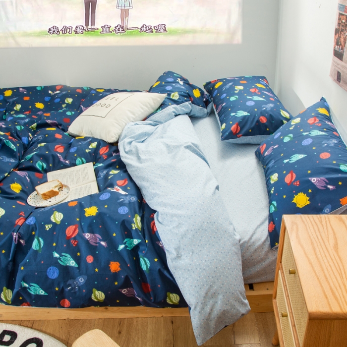 91家纺网 家纺一手货源 找家纺 感遇 2020新款ins全棉简约北欧风四件套 太空之旅