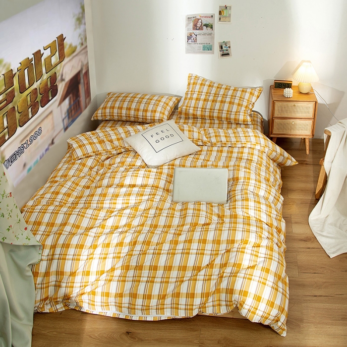 91家纺网 家纺一手货源 找家纺 感遇 2020新款ins全棉简约北欧风四件套 香橙