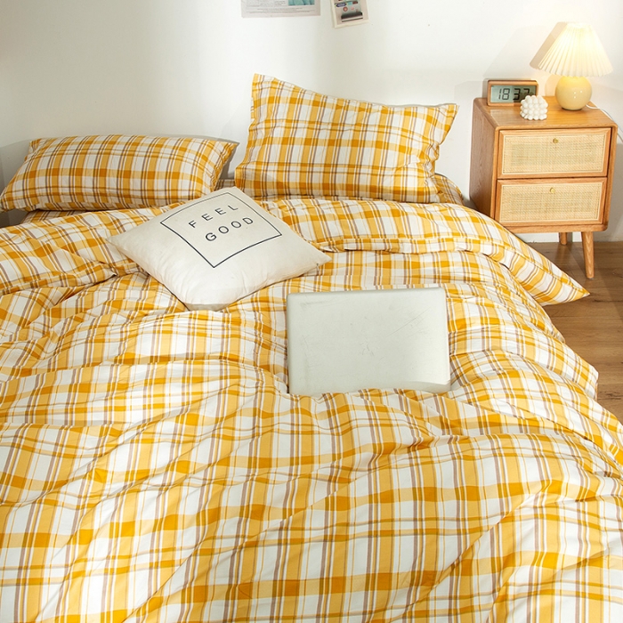 91家纺网 家纺一手货源 找家纺 感遇 2020新款ins全棉简约北欧风四件套 香橙