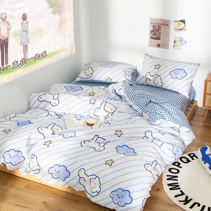 91家纺网 家纺一手货源 找家纺 感遇 2020新款ins全棉简约北欧风单被套 云朵熊