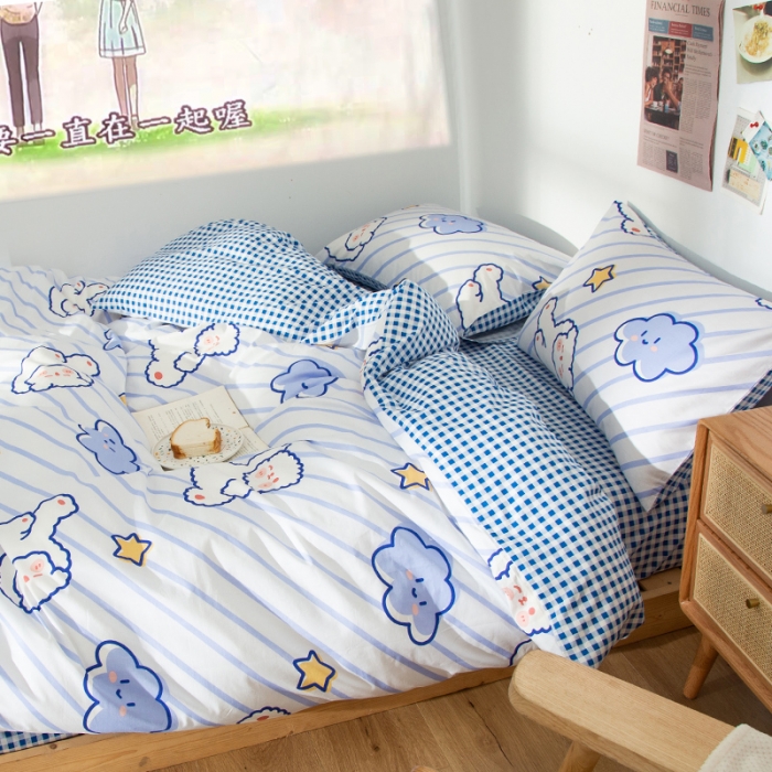91家纺网 家纺一手货源 找家纺 感遇 2020新款ins全棉简约北欧风单被套 云朵熊