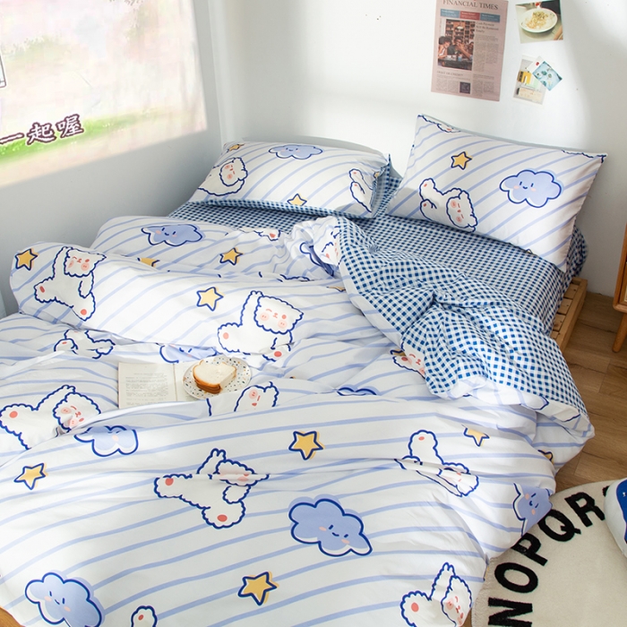 91家纺网 家纺一手货源 找家纺 感遇 2020新款ins全棉简约北欧风单被套 云朵熊