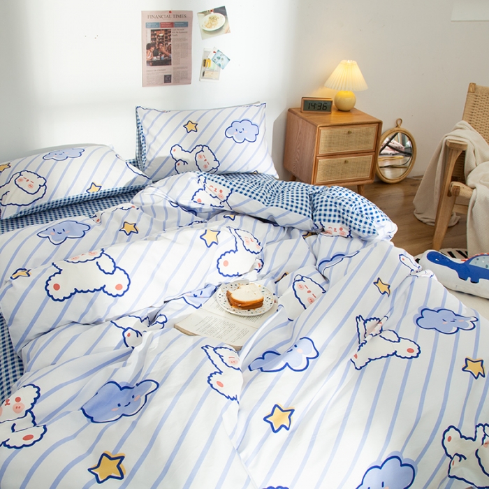 91家纺网 家纺一手货源 找家纺 感遇 2020新款ins全棉简约北欧风单被套 云朵熊