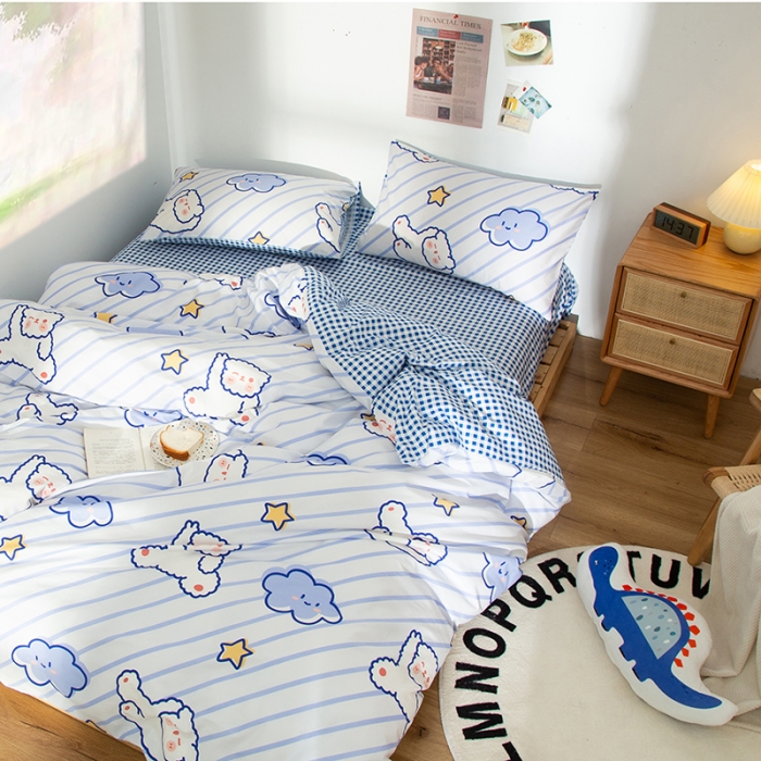 91家纺网 家纺一手货源 找家纺 感遇 2020新款ins全棉简约北欧风单被套 云朵熊