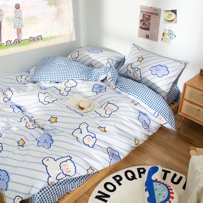 91家纺网 家纺一手货源 找家纺 感遇 2020新款ins全棉简约北欧风单被套 云朵熊