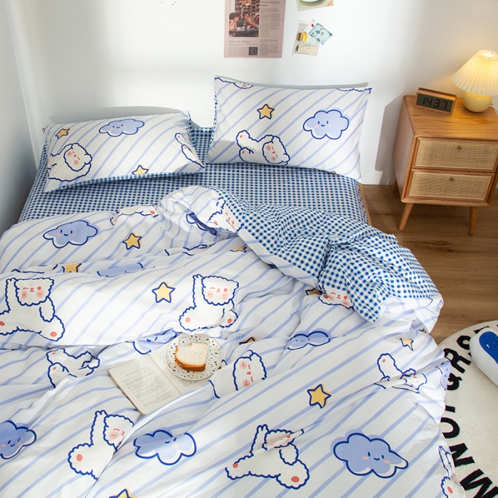 91家纺网 家纺一手货源 找家纺 感遇 2020新款ins全棉简约北欧风单被套 云朵熊