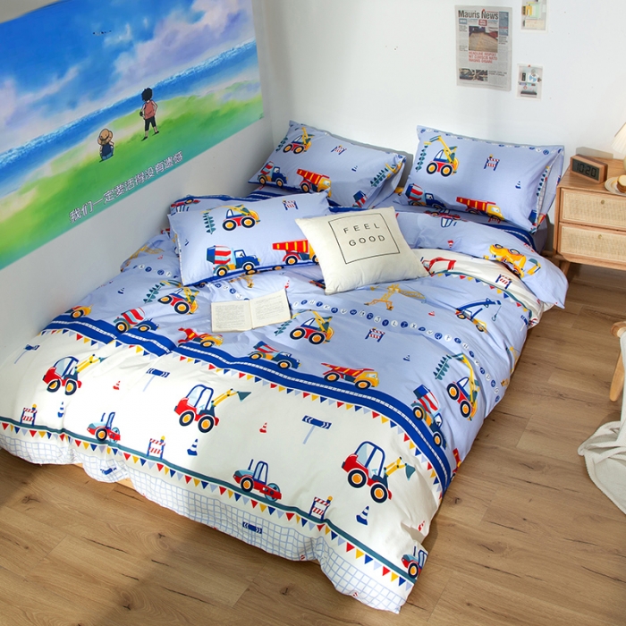 91家纺网 家纺一手货源 找家纺 感遇 2020新款ins全棉简约北欧风单被套 工程车