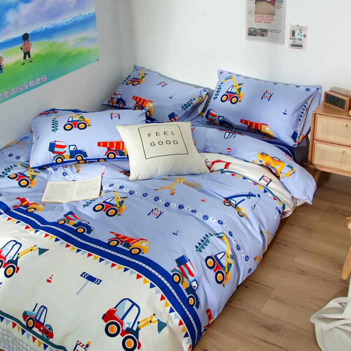 91家纺网 家纺一手货源 找家纺 感遇 2020新款ins全棉简约北欧风单被套 工程车