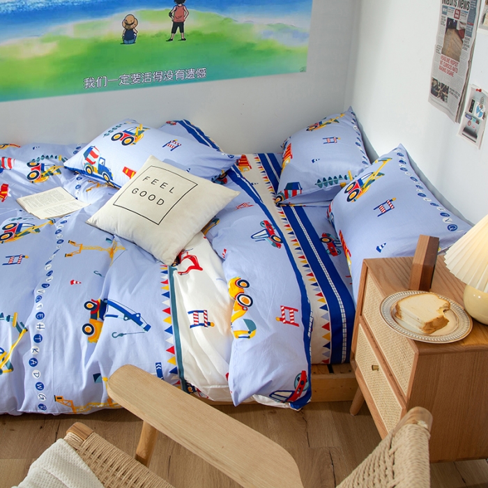 91家纺网 家纺一手货源 找家纺 感遇 2020新款ins全棉简约北欧风单被套 工程车