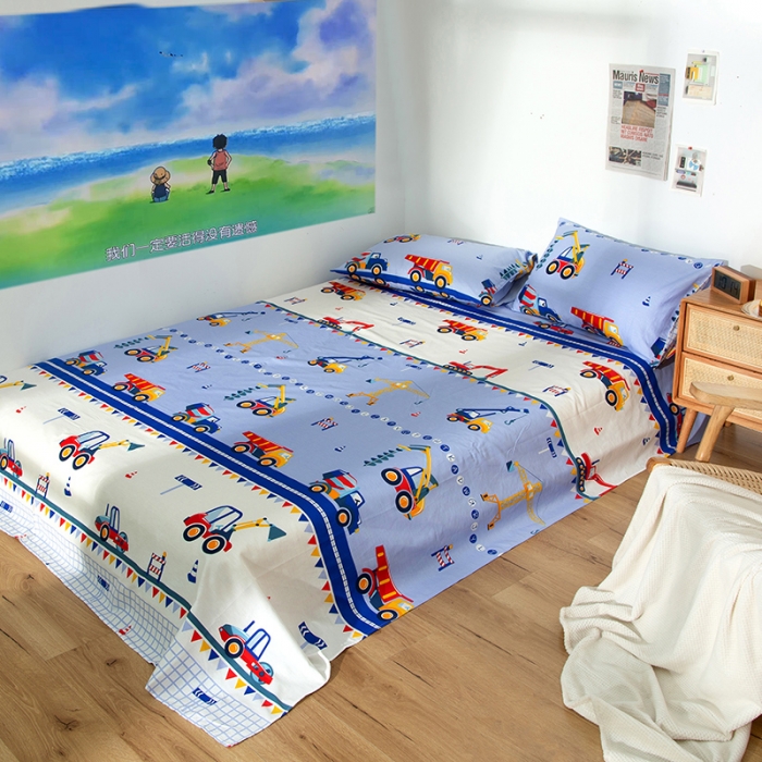 91家纺网 家纺一手货源 找家纺 感遇 2020新款ins全棉简约北欧风单被套 工程车