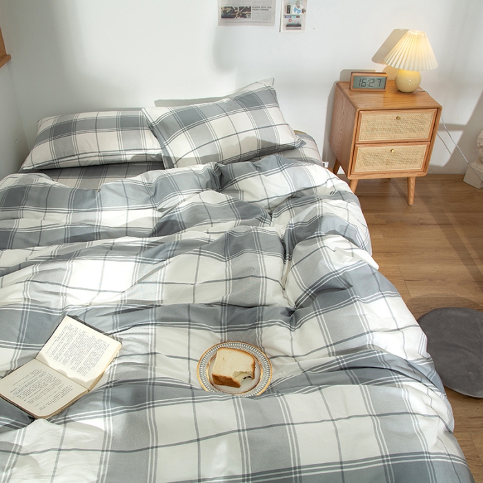 91家纺网 家纺一手货源 找家纺 感遇 2020新款ins全棉简约北欧风单被套 灰白格子