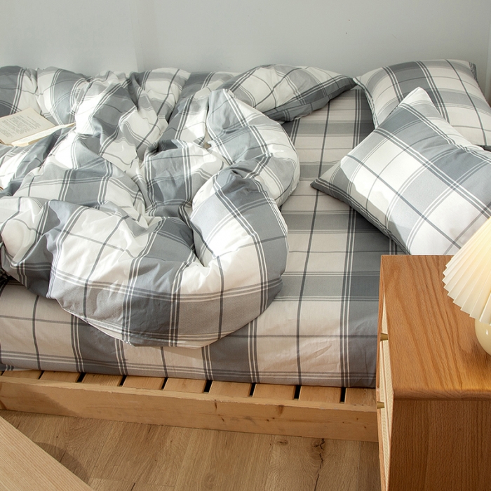 91家纺网 家纺一手货源 找家纺 感遇 2020新款ins全棉简约北欧风单被套 灰白格子
