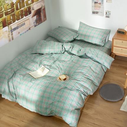 91家纺网 家纺一手货源 找家纺 感遇 2020新款ins全棉简约北欧风单被套 抹茶