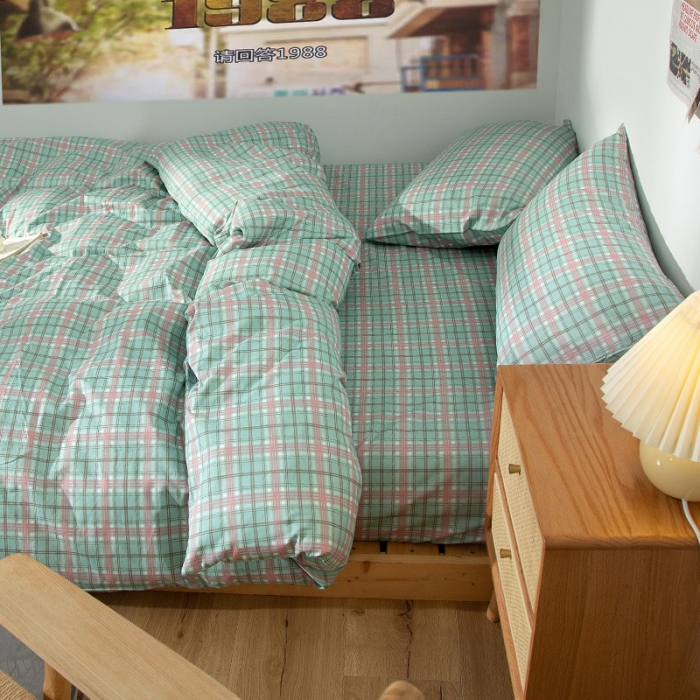 91家纺网 家纺一手货源 找家纺 感遇 2020新款ins全棉简约北欧风单被套 抹茶