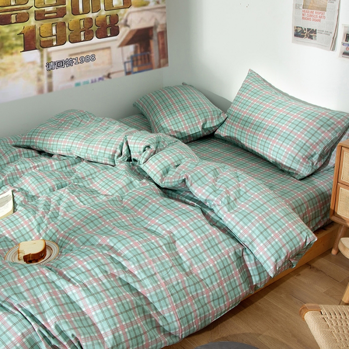 91家纺网 家纺一手货源 找家纺 感遇 2020新款ins全棉简约北欧风单被套 抹茶