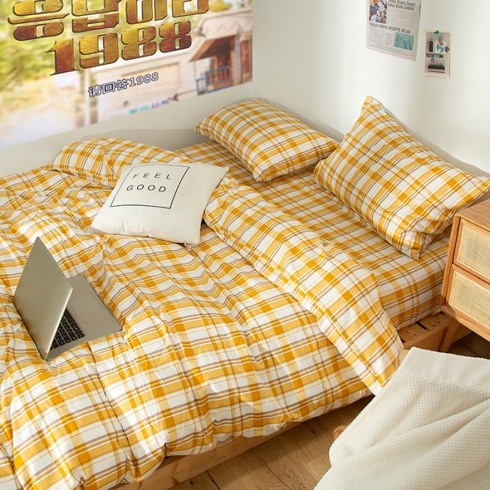 91家纺网 家纺一手货源 找家纺 感遇 2020新款ins全棉简约北欧风单被套 香橙