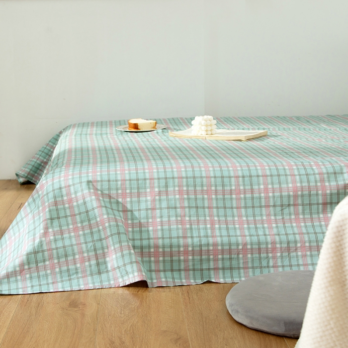 91家纺网 家纺一手货源 找家纺 感遇 2020新款ins全棉简约北欧风单床单抹茶