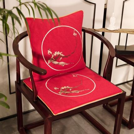 91家纺网 家纺一手货源 找家纺 美优兰 2020新中式椅垫 花枝俏红