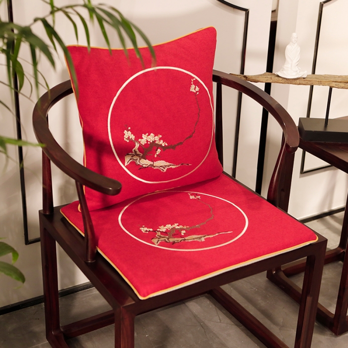91家纺网 家纺一手货源 找家纺 美优兰 2020新中式椅垫 花枝俏红