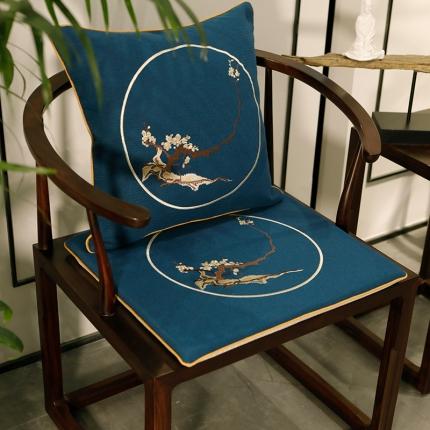 91家纺网 家纺一手货源 找家纺 美优兰 2020新中式椅垫 花枝俏蓝