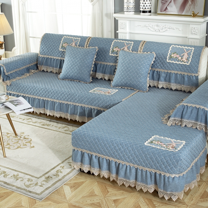 91家纺网 家纺一手货源 找家纺 共鸣沙发垫 2020新款沙发垫童话屋系列 童话屋蓝