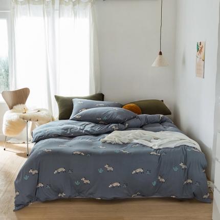 91家纺网 家纺一手货源 找家纺 风向标家纺 2020新款第一季印花针织天竺棉四件套 小鹿