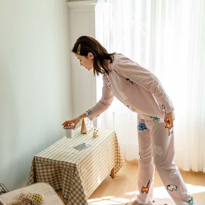 91家纺网 家纺一手货源 找家纺 风向标家纺 2020新款针织印花家居服 萌宠-套装