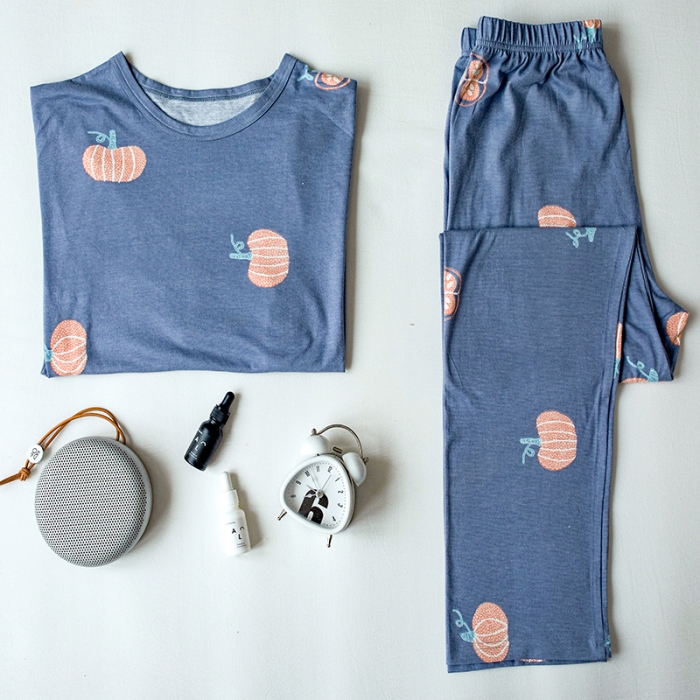 91家纺网 家纺一手货源 找家纺 风向标家纺 2020新款针织印花家居服 南瓜-套装