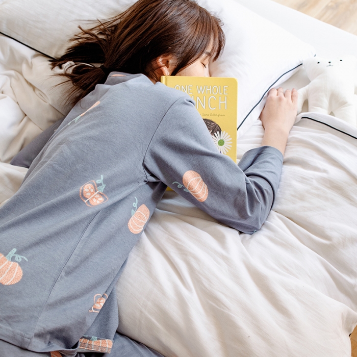 91家纺网 家纺一手货源 找家纺 风向标家纺 2020新款针织印花家居服 南瓜-套装