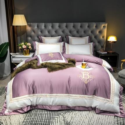 91家纺网 家纺一手货源 找家纺 （总）安妮家居 2020新款TB大牌风贡缎全棉四件套影棚图