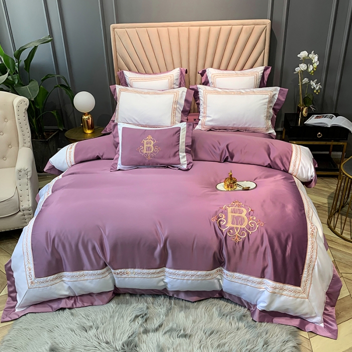 91家纺网 家纺一手货源 找家纺 （总）安妮家居 2020新款TB大牌风贡缎全棉四件套实拍图