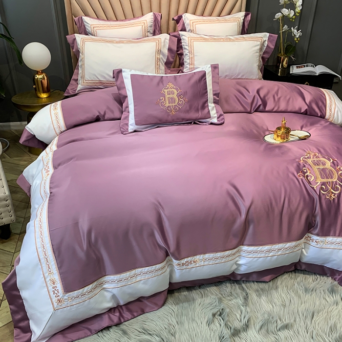 91家纺网 家纺一手货源 找家纺 （总）安妮家居 2020新款TB大牌风贡缎全棉四件套实拍图