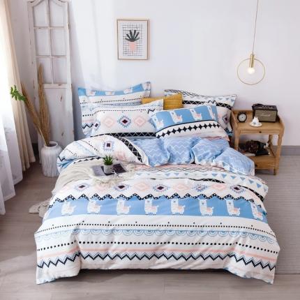 91家纺网 家纺一手货源 找家纺 宝齐莱家纺 2020新款13372印花小清新四件套 爱羊驼