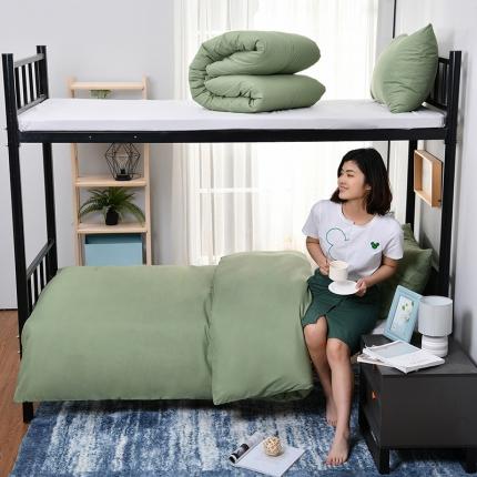 91家纺网 家纺一手货源 找家纺 美真 大学生上下铺0.9米宿舍单人水洗棉纯色三件套浅蓝驼色